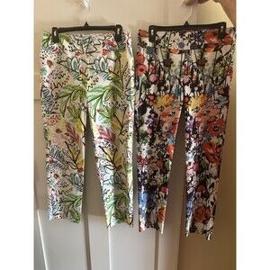 Joseph Ribkoff Tropical And Floral Print Lot Of 2 Cropped Ankle Pants Women’s 12